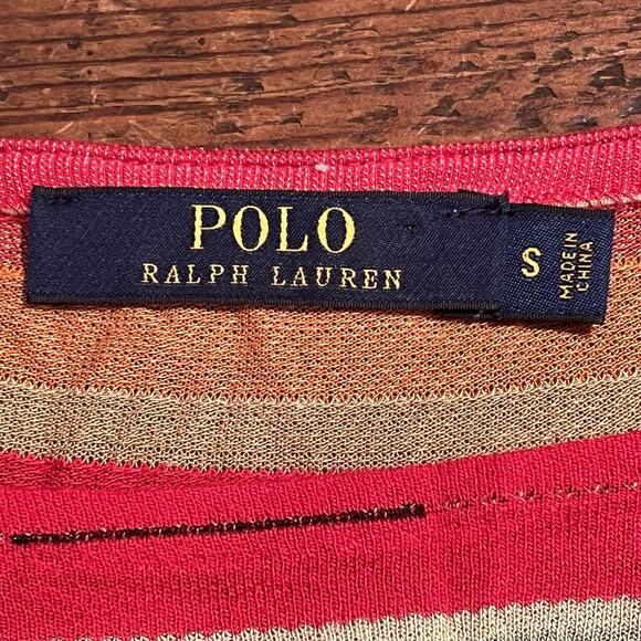 Polo Ralph Lauren Women's Western Aztec Tunic Top Red Striped Small Short Sleeve - Picture 8 of 12